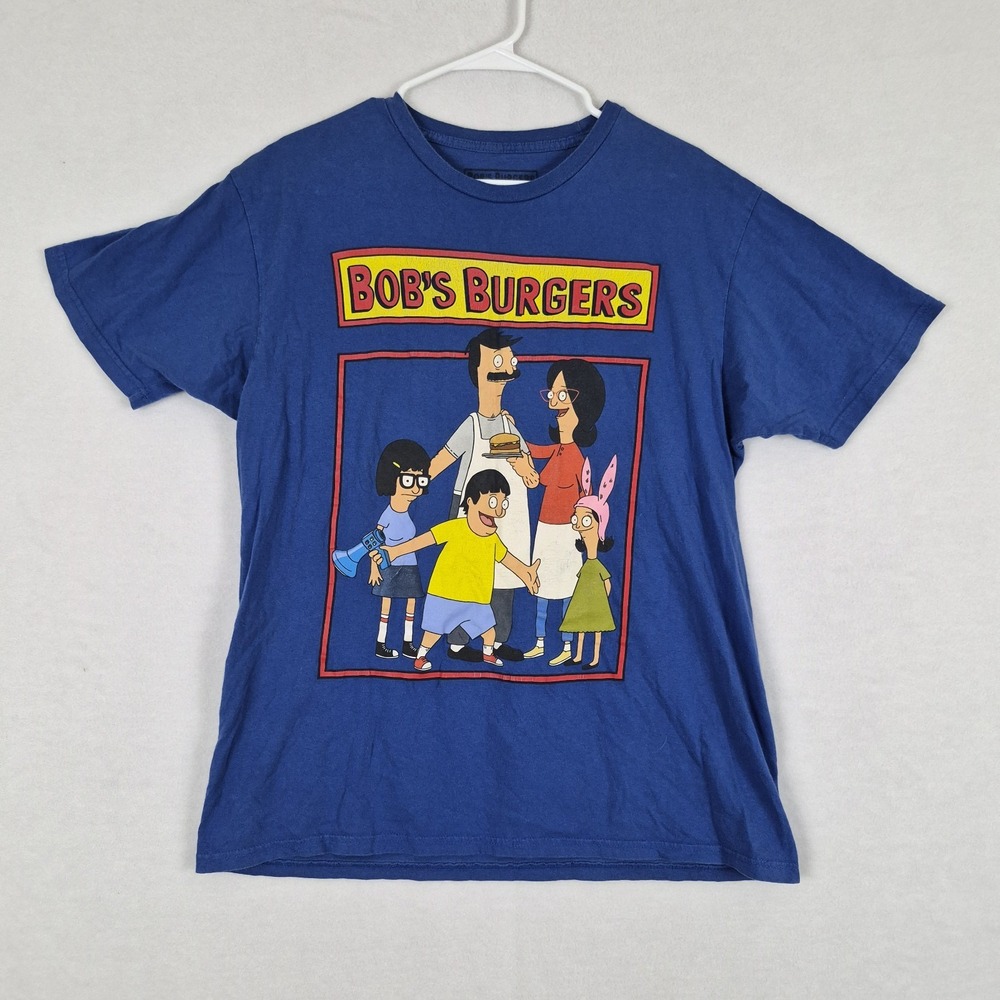 Bob's Burgers Large Blue Family Picture Graphic T Shirt 100% Cotton Grunge Stree